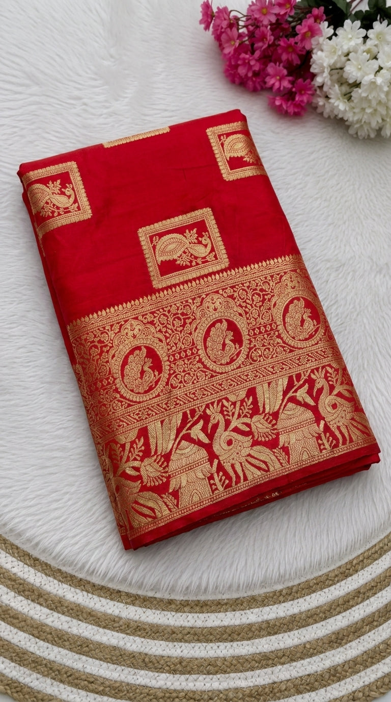 Classic Banarasi Silk Saree With Matching Blouse Piece (Unstitched)