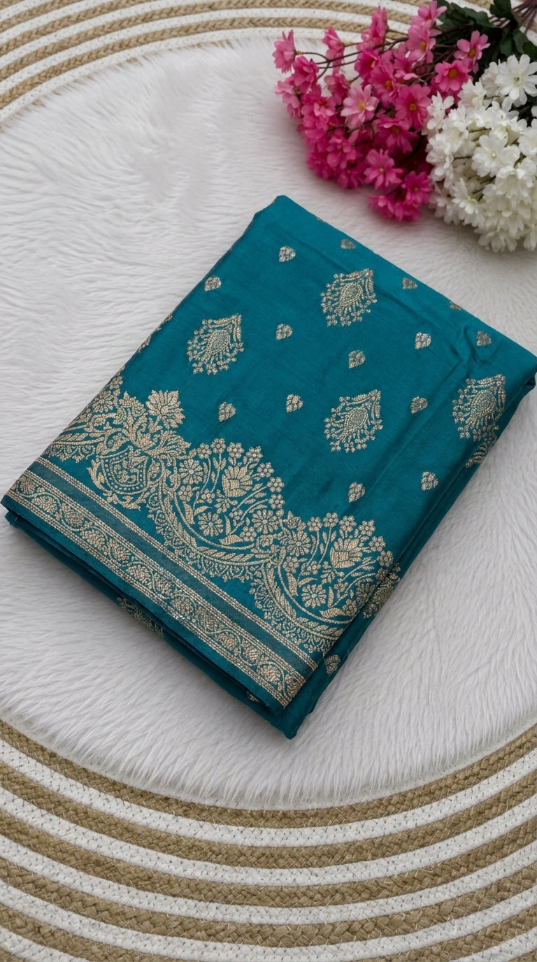 Classic Banarasi Silk Saree With Matching Blouse Piece (Unstitched)