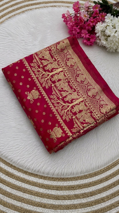 Classic Banarasi Silk Saree With Matching Blouse Piece (Unstitched)